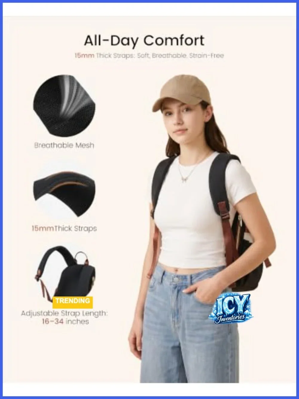 Water-Resistant Mini Backpack Purse with 40oz Tumbler Holder, Padded Straps &